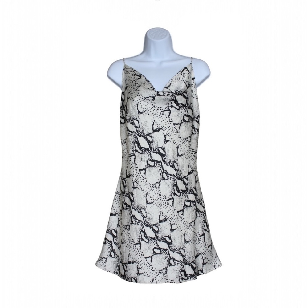 Dance & Marvel (Black/White) Snakeskin Print Cowl Neck Mini Slip Dress Size M